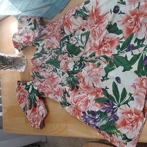 H&M | Smocked Floral Puff Sleeve Romper Sz xxl